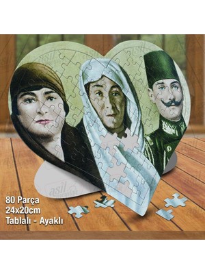 Asilmeydan Asil Hobi Kalpli Mustafa Kemal Atatürk Annesi ve Kız Kardeşi Puzzle Fotoğraf Baskılı 80 Parça Yapboz