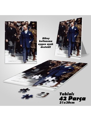 Asilmeydan Takım Elbiseli Mustafa Kemal Atatürk - Yapboz -Ayak Destekli Çerçeveli 42 Parça Puzzle
