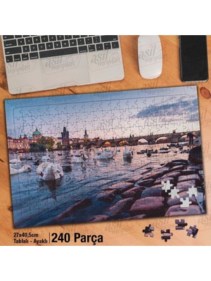 Asilmeydan Asil Hobi Kuğu - Göl - Köprü - Manzara - Hayvan Yapboz - Ayak Destekli Çerçeveli 240 Parça Puzzle