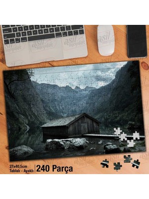 Asilmeydan Asil Hobi Dağların Arasında Tahta Ev -Manzara Yapboz -Ayak Destekli Çerçeveli 240 Parça Puzzle