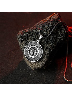 Takılingo 925AYAR Gümüş Ayetel Kürsi Çevreli Usta Işi Mührü Süleyman Tasarım Erkek Kolye