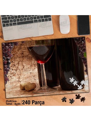 Asilmeydan Asil Hobi Şarap Şişesi ve Kadeh Bardağı Yapboz -Ayak Destekli Çerçeveli 240 Parça Puzzle