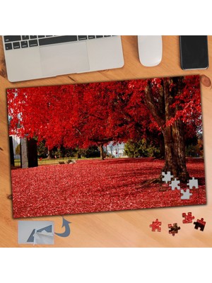 Asilmeydan Kırmızı Dökülen Yapraklar 240 Parça Puzzle Yapboz TABLO-624