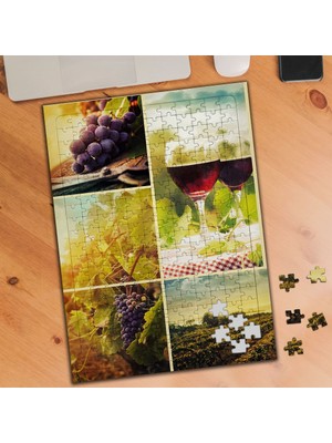 Asilmeydan Kırmızı Şarap ve Üzüm Kolyajı 240 Parça Puzzle YAPBOZ-KS699551
