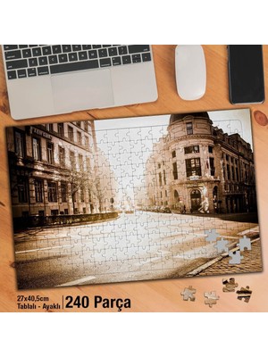 Asilmeydan Londra Sokağında Mimari Evler- Ayak Destekli 240 Parça Puzzle - Hediyelik