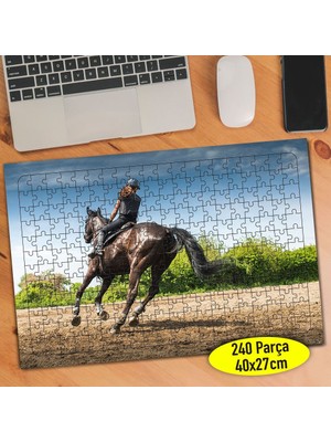Asilmeydan Siyah Dört Nala Asil At 240 Parça Puzzle YAPBOZ-100691563