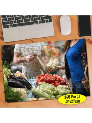 Asilmeydan Organik Gıda Pazarı Sebzeler 240 Parça Puzzle YAPBOZ-109110949