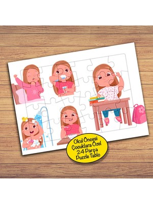 Asilmeydan Uyku,yemek Alışkanlığı Çocuklara Özel Puzzle Yapboz TABLO-80328-110