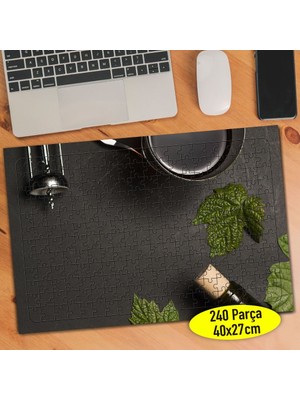 Asilmeydan Şarap Şişesi Kadeh Bardağı Tirbişon 240 Parça Puzzle YAPBOZ-1087