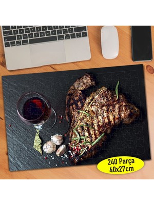 Asilmeydan Lezzetli Kırmızı Et ve Kırmızı Şarap 240 Parça Puzzle YAPBOZ-790