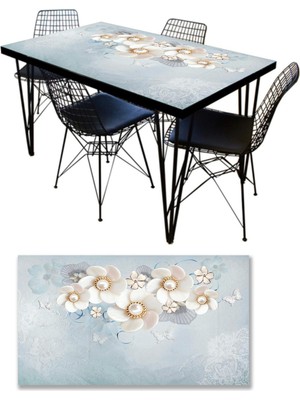 Sticker Art Masa Kaplama Folyosu Mobilya Masa Kaplama Folyoları 3D Çiçek Çizim