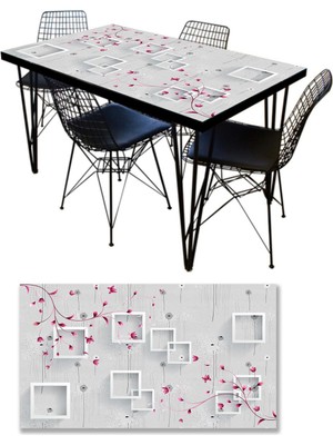 Sticker Art Masa Kaplama Folyosu Mobilya Masa Kaplama Folyoları Kare Pembe Çiçekler