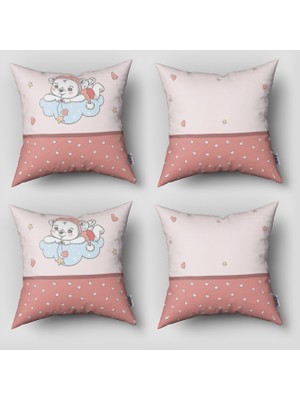 instababyrooms Çift Taraflı Dekoratif 43CM x 43CM Bebek Çocuk Odası 4 Lü Kırlent Kılıfı Model 1436
