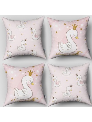 instababyrooms Çift Taraflı Dekoratif 43CM x 43CM Bebek Çocuk Odası 4 Lü Kırlent Kılıfı Model 183