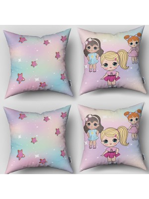 instababyrooms Çift Taraflı Dekoratif 43CM x 43CM Bebek Çocuk Odası 4 Lü Kırlent Kılıfı Model 285