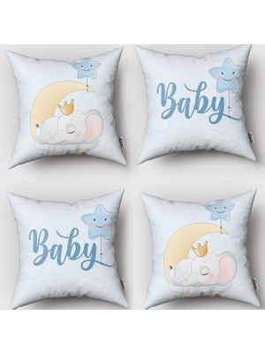 instababyrooms Çift Taraflı Dekoratif 43CM x 43CM Bebek Çocuk Odası 4 Lü Kırlent Kılıfı Model 171