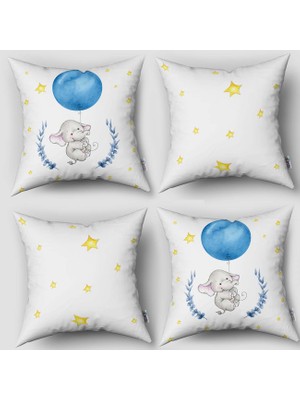 instababyrooms Çift Taraflı Dekoratif 43CM x 43CM Bebek Çocuk Odası 4 Lü Kırlent Kılıfı Model 066