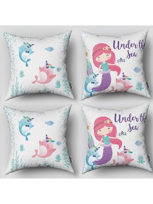instababyrooms Çift Taraflı Dekoratif 43CM x 43CM Bebek Çocuk Odası 4 Lü Kırlent Kılıfı Model 035