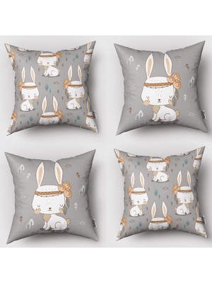 instababyrooms Çift Taraflı Dekoratif 43CM x 43CM Bebek Çocuk Odası 4 Lü Kırlent Kılıfı Model 1336