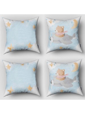 instababyrooms Çift Taraflı Dekoratif 43CM x 43CM Bebek Çocuk Odası 4 Lü Kırlent Kılıfı Model 158