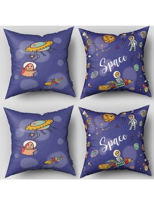 instababyrooms Çift Taraflı Dekoratif 43CM x 43CM Bebek Çocuk Odası 4 Lü Kırlent Kılıfı Model 115
