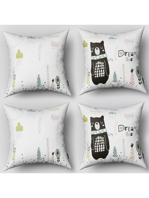 instababyrooms Çift Taraflı Dekoratif 43CM x 43CM Bebek Çocuk Odası 4 Lü Kırlent Kılıfı Model 093