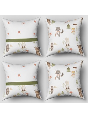 instababyrooms Çift Taraflı Dekoratif 43CM x 43CM Bebek Çocuk Odası 4 Lü Kırlent Kılıfı Model 1428