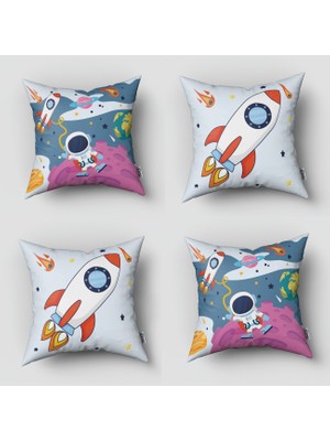 instababyrooms Çift Taraflı Dekoratif 43CM x 43CM Bebek Çocuk Odası 4 Lü Kırlent Kılıfı Model 112