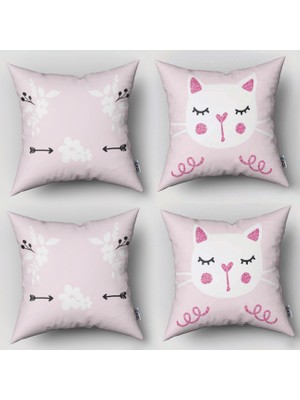 instababyrooms Çift Taraflı Dekoratif 43CM x 43CM Bebek Çocuk Odası 4 Lü Kırlent Kılıfı Model 130