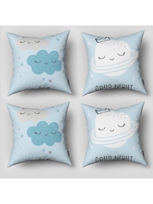 instababyrooms Çift Taraflı Dekoratif 43CM x 43CM Bebek Çocuk Odası 4 Lü Kırlent Kılıfı Model 1396