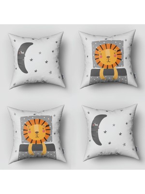 instababyrooms Çift Taraflı Dekoratif 43CM x 43CM Bebek Çocuk Odası 4 Lü Kırlent Kılıfı Model 295