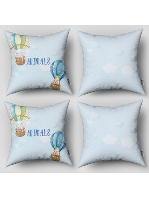 instababyrooms Çift Taraflı Dekoratif 43CM x 43CM Bebek Çocuk Odası 4 Lü Kırlent Kılıfı Model 170
