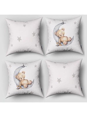 instababyrooms Çift Taraflı Dekoratif 43CM x 43CM Bebek Çocuk Odası 4 Lü Kırlent Kılıfı Model 1399