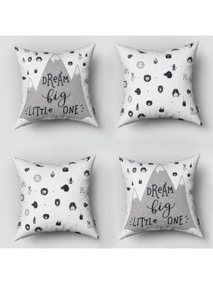 instababyrooms Çift Taraflı Dekoratif 43CM x 43CM Bebek Çocuk Odası 4 Lü Kırlent Kılıfı Model 296