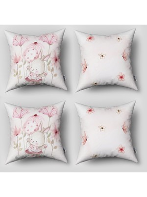 instababyrooms Çift Taraflı Dekoratif 43CM x 43CM Bebek Çocuk Odası 4 Lü Kırlent Kılıfı Model 1409