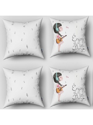 instababyrooms Çift Taraflı Dekoratif 43CM x 43CM Bebek Çocuk Odası 4 Lü Kırlent Kılıfı Model 050