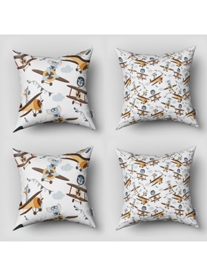 instababyrooms Çift Taraflı Dekoratif 43CM x 43CM Bebek Çocuk Odası 4 Lü Kırlent Kılıfı Model 1392