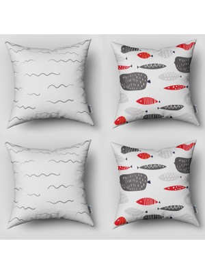 instababyrooms Çift Taraflı Dekoratif 43CM x 43CM Bebek Çocuk Odası 4 Lü Kırlent Kılıfı Model 1407