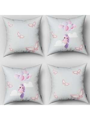 instababyrooms Çift Taraflı Dekoratif 43CM x 43CM Bebek Çocuk Odası 4 Lü Kırlent Kılıfı Model 181