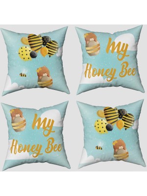 instababyrooms Çift Taraflı Dekoratif 43CM x 43CM Bebek Çocuk Odası 4 Lü Kırlent Kılıfı Model 219