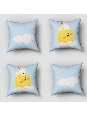 instababyrooms Çift Taraflı Dekoratif 43CM x 43CM Bebek Çocuk Odası 4 Lü Kırlent Kılıfı Model 157