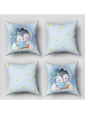 instababyrooms Çift Taraflı Dekoratif 43CM x 43CM Bebek Çocuk Odası 4 Lü Kırlent Kılıfı Model 1359