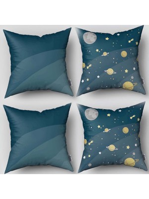 instababyrooms Çift Taraflı Dekoratif 43CM x 43CM Bebek Çocuk Odası 4 Lü Kırlent Kılıfı Model 161