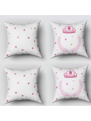 instababyrooms Çift Taraflı Dekoratif 43CM x 43CM Bebek Çocuk Odası 4 Lü Kırlent Kılıfı Model 063