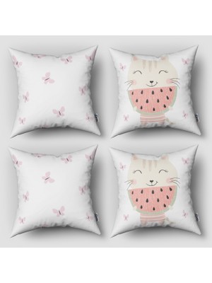 instababyrooms Çift Taraflı Dekoratif 43CM x 43CM Bebek Çocuk Odası 4 Lü Kırlent Kılıfı Model 058