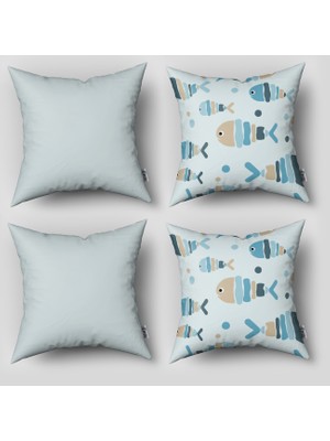 instababyrooms Çift Taraflı Dekoratif 43CM x 43CM Bebek Çocuk Odası 4 Lü Kırlent Kılıfı Model 1412