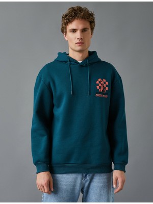 Koton Satranç Baskili Kapsonlu Sweatshirt