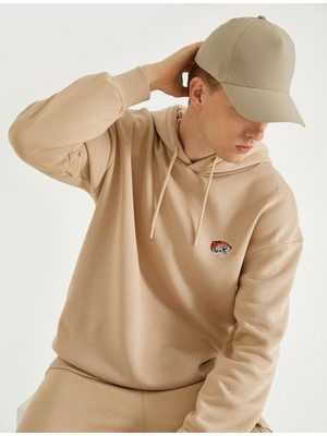 Koton Kaplan Islemeli Sweatshirt Kapsonlu