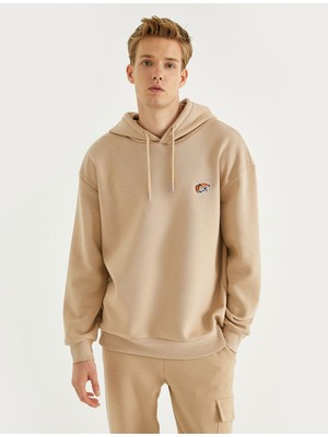 Koton Kaplan Islemeli Sweatshirt Kapsonlu