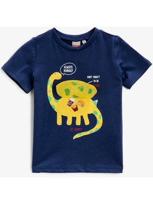 Koton Erkek Bebek Kısa Kollu Tişört Baskılı Bisiklet Yaka Pamuklu